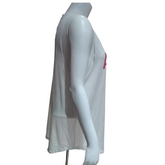 Victorias Secret Angel Graphic Tank Top White Pink Sleeveless Modal Medium - Picture 2 of 8